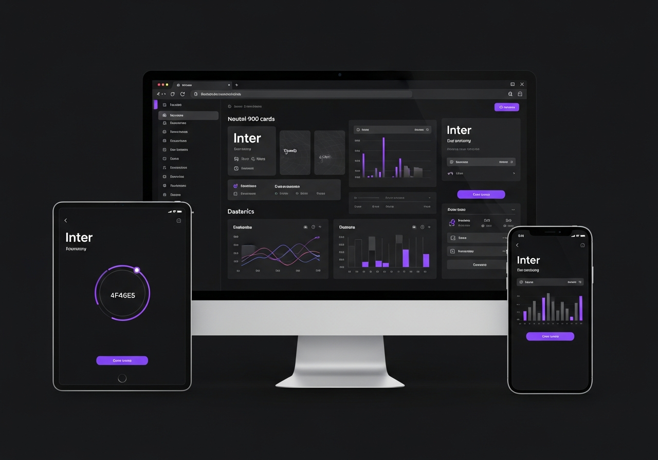 Modern product interface across desktop, tablet, and mobile devices